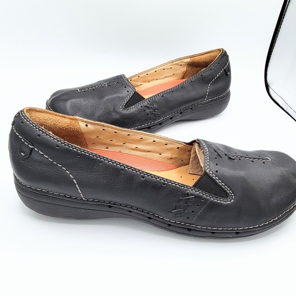 Clarks Unstructured Soft Black Leather Slip-on Loafer Size 9W - Picture 10 of 15